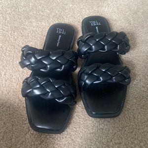 Never been worn black slides